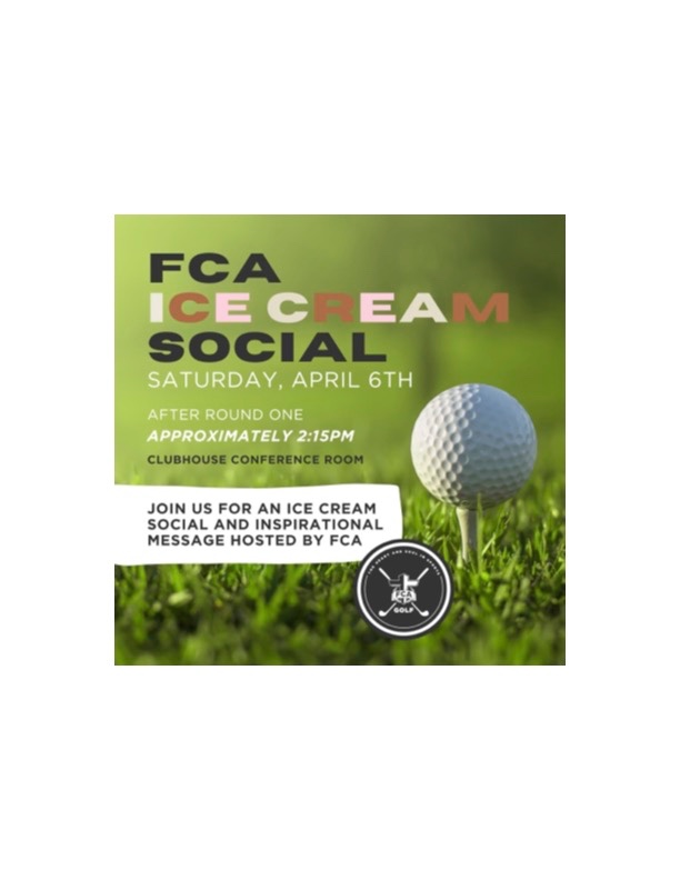 Please join us for Fun, Fellowship, and Ice Cream hosted by FCA this Saturday April 6th in the Conference Room immediately following the completion of round one #sjgt #playsjgt #golf #golfer #golfers #sport #sports #athlete #mizunogolf #onwardreserve #titleist #junior #juniorgol