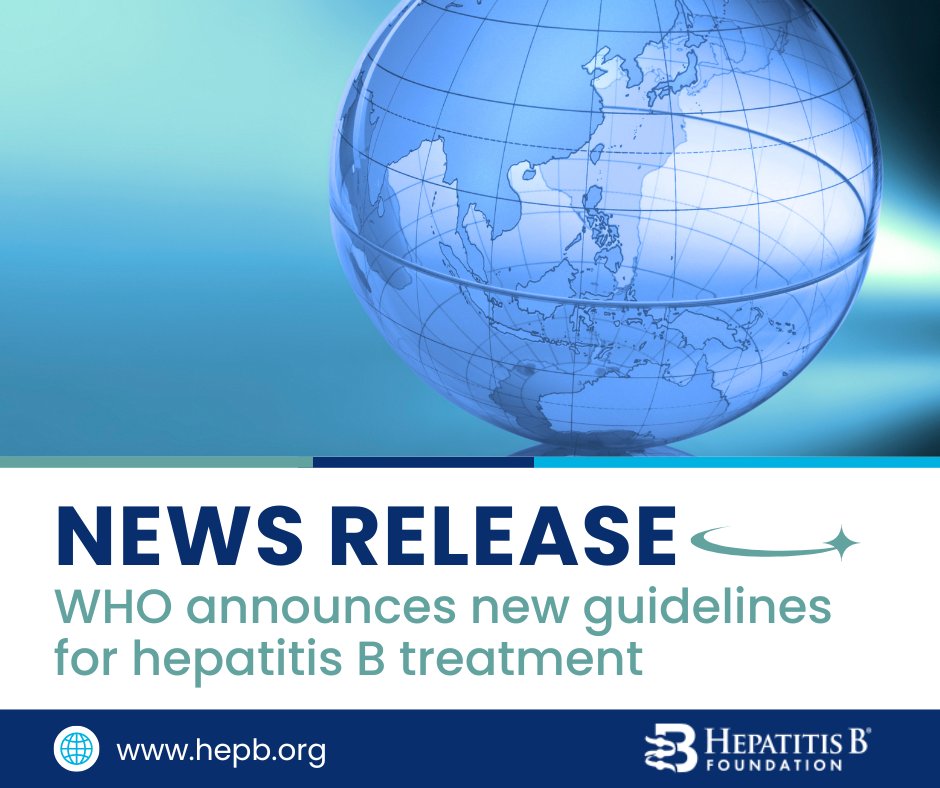 NEWS 🔊: The World Health Organization (WHO) has released new “Guidelines for the prevention, diagnosis, care and treatment for people with chronic hepatitis B infection.”  

READ MORE ➡️ hepb.org/news-and-event…