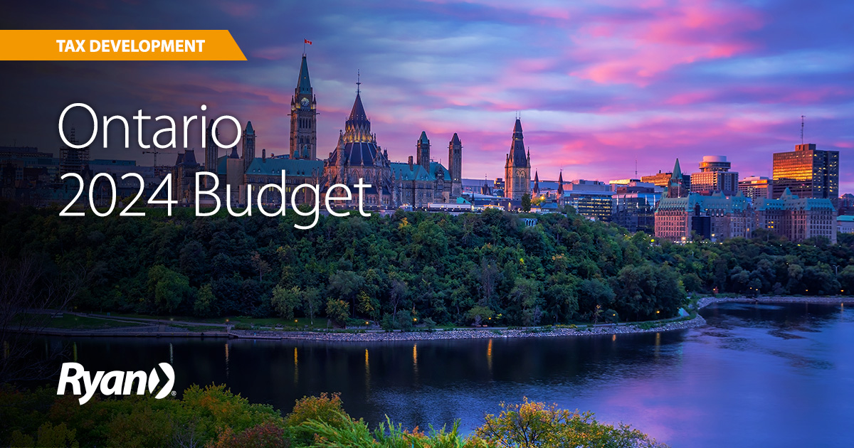 On March 26, 2024, Minister of Finance Peter Bethlenfalvy tabled Ontario’s 2024 budget, which included several significant tax measures. Learn more here. tax.ryan.com/news-and-insig…