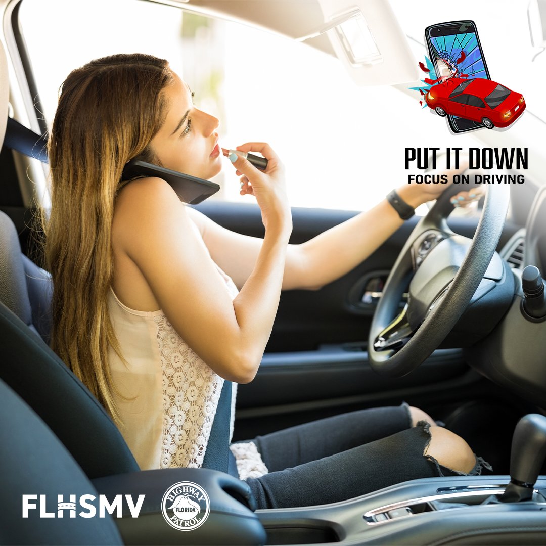 In 2023, drivers under 30 made up almost 50% of all distracted driving-related crashes. Drivers under 40 made up over 60% of citations issued for distracted driving. No matter your age, put it down-focus on driving. Flhsmv.gov/Distracted