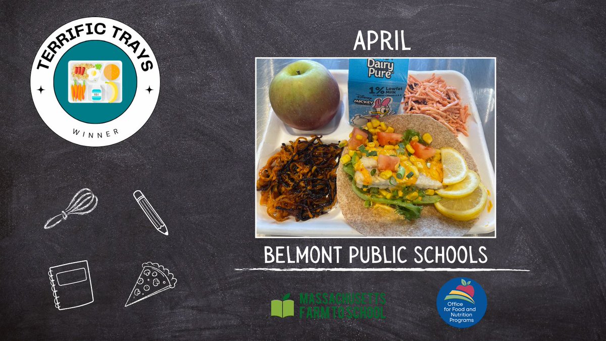 Belmont Food Service Dir. Jackie Morgan gets local fish from @RedsBest 'Catch of the Day Program. Her tray ft. tacos (buff.ly/3U2PQzV), @littleleaffarms lettuce, @carlsonorchards apples, & sweet potatoes from Czajkowski. Read more @EdibleBoston buff.ly/49ogx7D