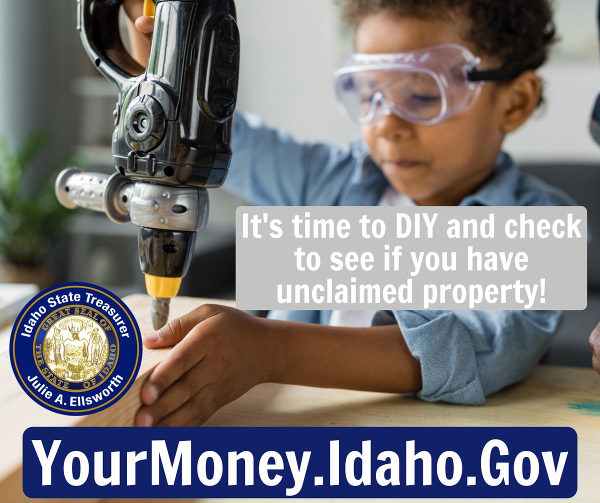Happy National DIY day! 
🏡
Check now to see if you have any unclaimed property!
YourMoney.Idaho.gov
#unclaimedproperty
#idaho