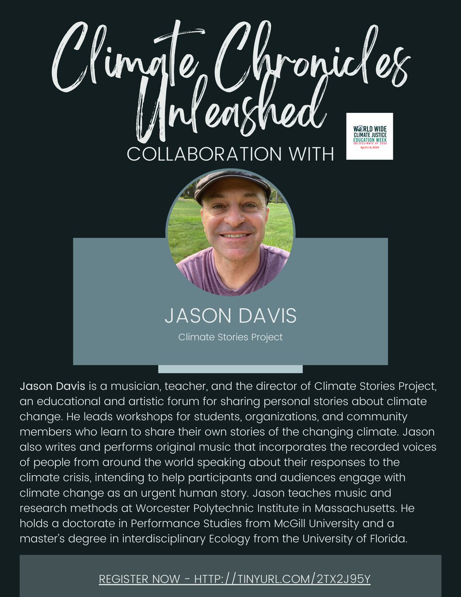 Meet the speakers for our upcoming virtual climate storytelling workshop! Join us, and participants from six countries, on Saturday, April 6th. This activity is free but requires advanced registration via Zoom. Register here - tinyurl.com/2tx2j95y