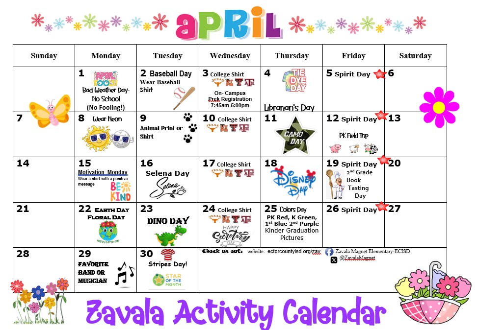 Check out our April Calendar! #zavalastarz