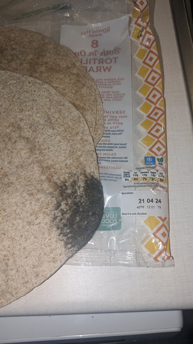boyleyuk's tweet photo. @LidlGB hey, bought these today at the Richmond store, save to say they got binned, yes that's mold! Very concerning considering it's 3 weeks to the best before date https://t.co/tmLjvsgF9l