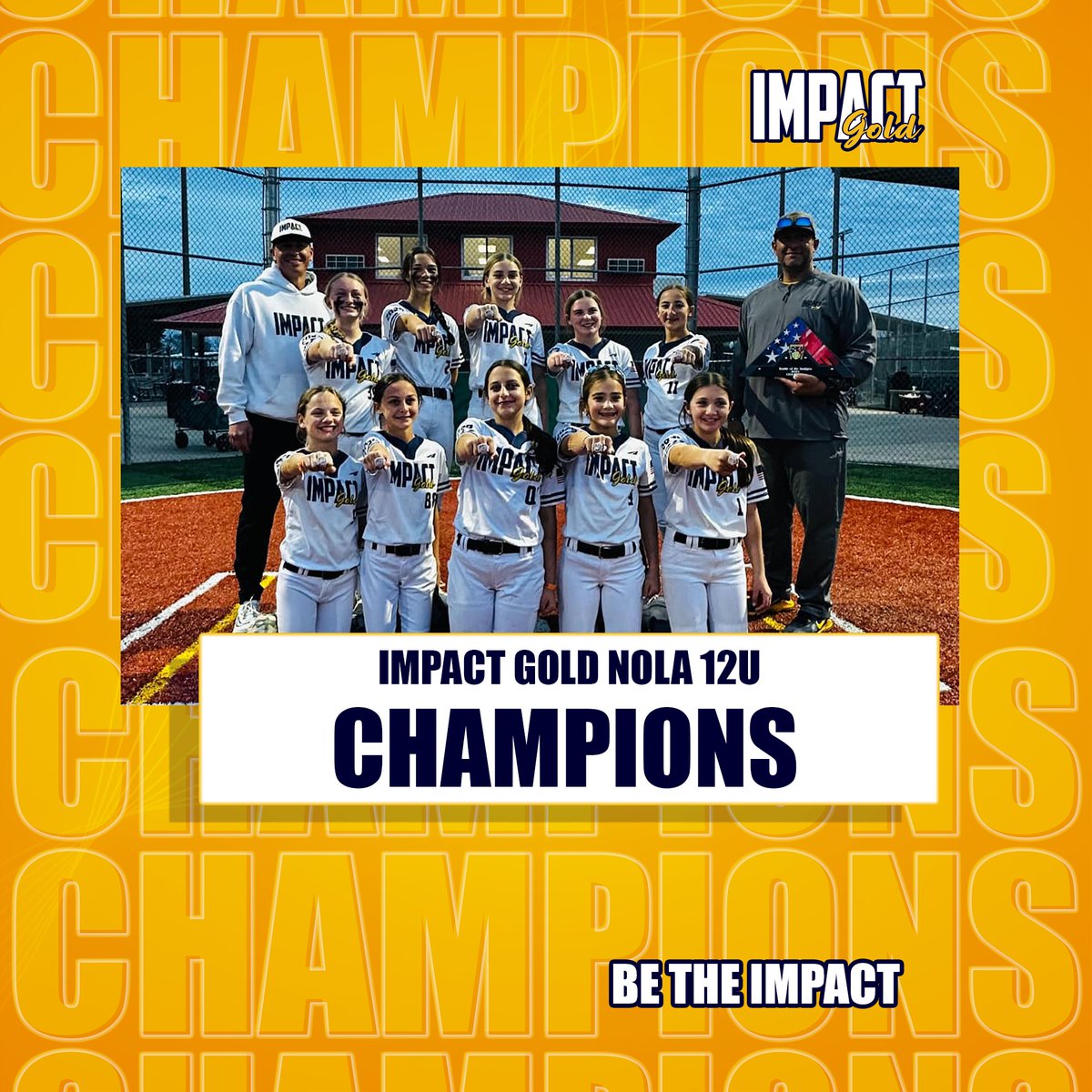 Congratulations to Impact Gold Nola 12U winning the championship in Battle of the Badges!! Great job, ladies! #betheimpact #goldblooded #impactgoldnola12u