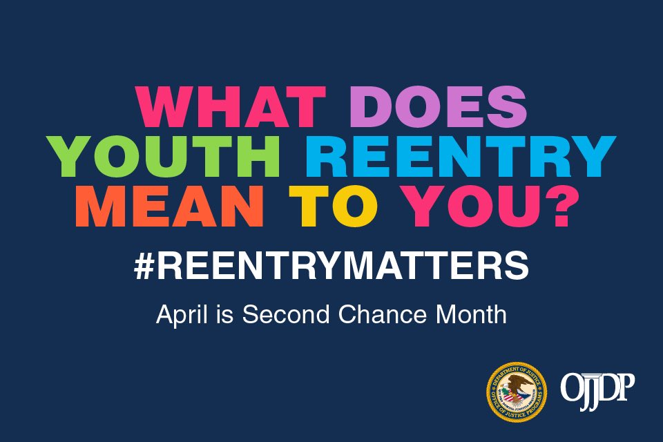 April is #SecondChanceMonth! Everyone deserves the opportunity to get back on the right track. Let’s take time to support the incredible work that youth justice programs and leaders have done to ensure equity and improvements in our justice system. #Reentry #JuvenileJustice