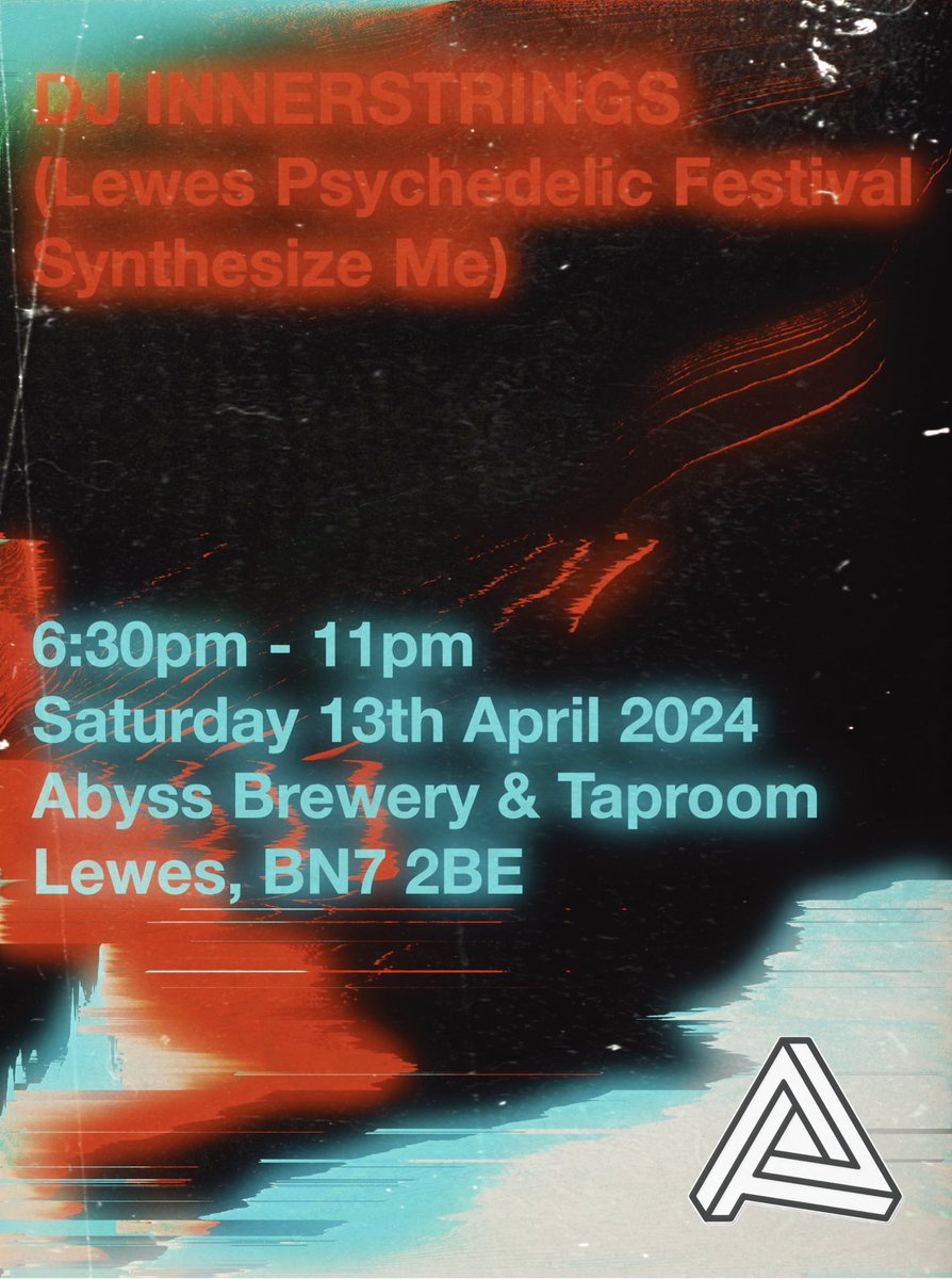 Once more into the Abyss. I’ll be spinning tunes of an electronic nature, punctuated with psychedelia. @abyssbrewing Lewes.