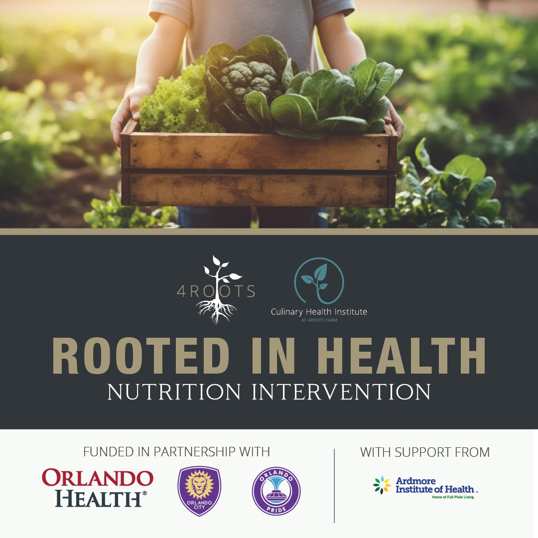 We've teamed up with @4RootsCampus and the Orlando City Foundation to create Rooted in Health, part of the 4Roots Culinary Health Institute. 🌿Our goal? To study how improved education and food access impact long-term adherence to healthy food choices.