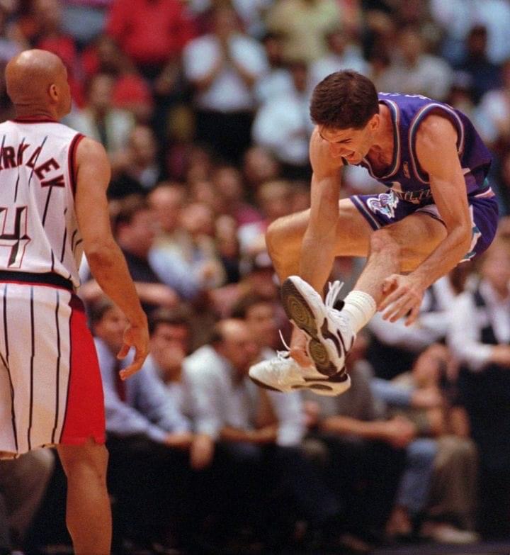 John Stockton celebrates after sending the Utah Jazz to the 1997 NBA Finals.