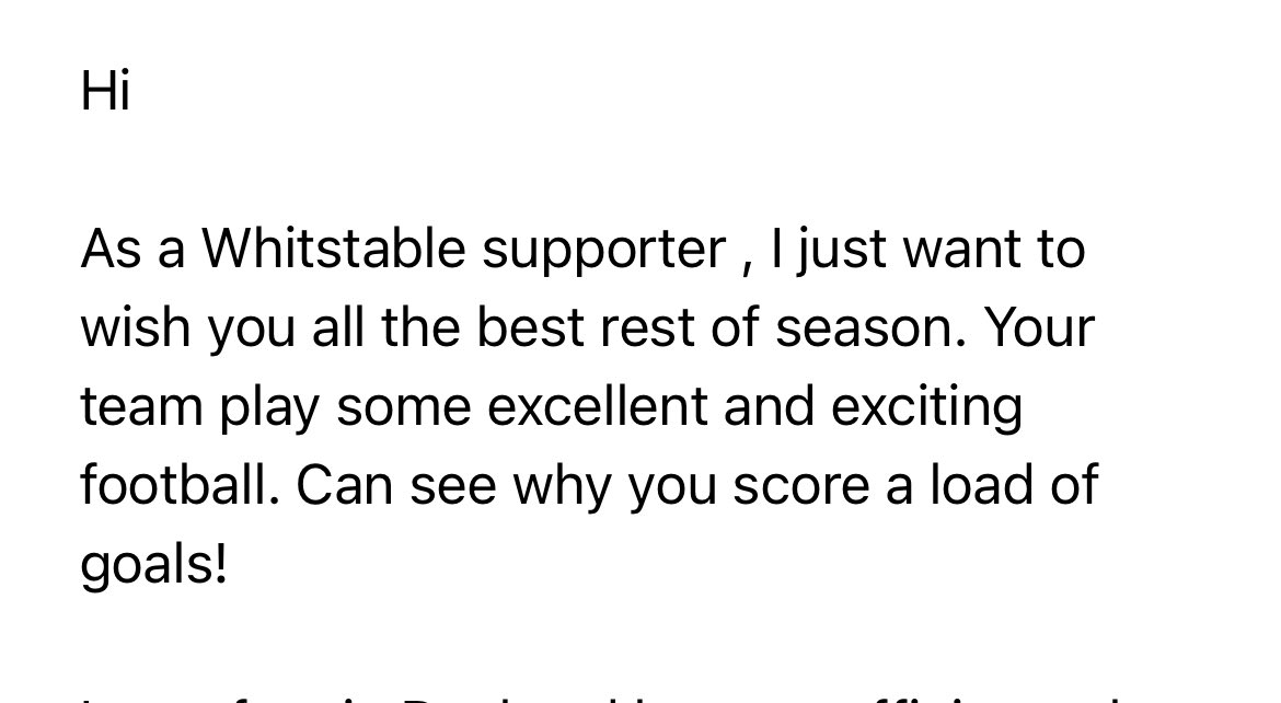 Always nice to get recognition from opposition supporters. @DealTownFC boys have been brilliant last few weeks, especially Monday. Another big one tomorrow ⚫️⚪️⚽️