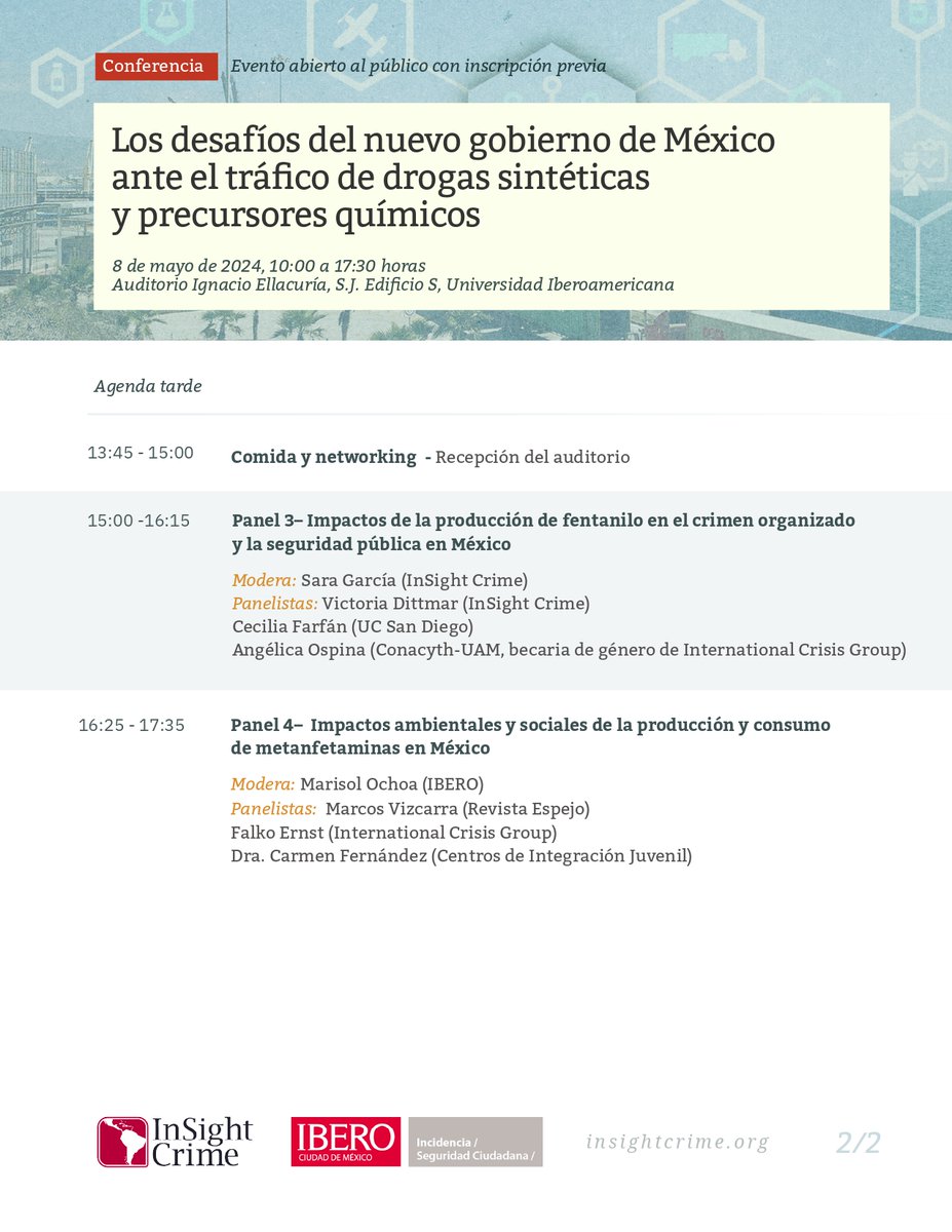 ¿Cuáles son los retos que enfrenta el nuevo gobierno mexicano ante el tráfico de drogas? Descúbrelo en la conferencia de <a href="/InSightCrime_es/">InSight Crime Español</a> y PSC el próximo 8 de mayo en la <a href="/IBERO_mx/">IBERO CDMX</a>.

📌Registro indispensable: bit.ly/Conf-Desafios
Se expedirán constancias.