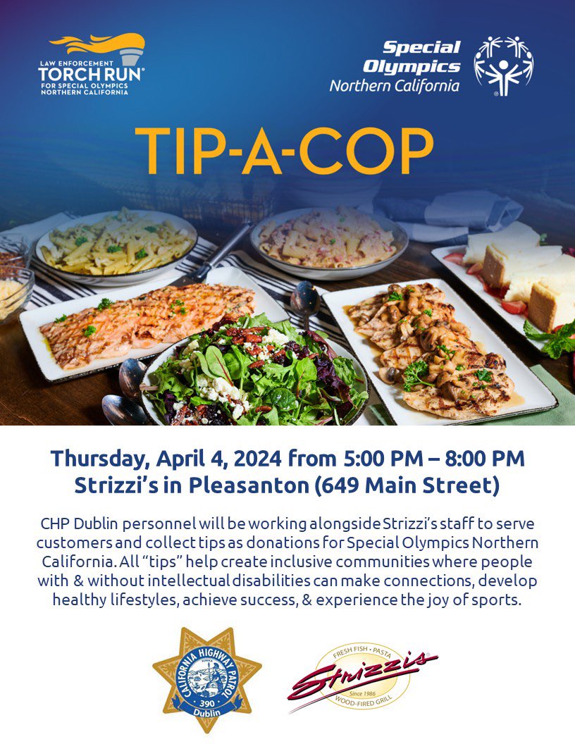 Come out to Strizz’s Pleasanton, this Thursday night 4/4, and support the athletes of Special Olympics! We’ll be hosting a Tip-A-Cop raising money for these amazing athletes. If you can’t make it, click on the link below to help! gcc02.safelinks.protection.outlook.com/?url=https%3A%…