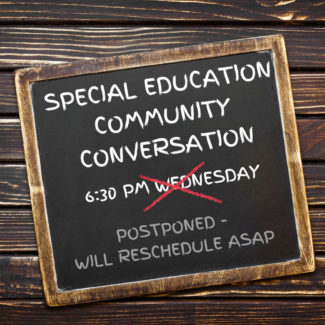 Due to the board of education meeting being moved to April 3, our community conversation about special education will be postponed. We'll reschedule it ASAP. #WEareLakota #WEareInThisTogether