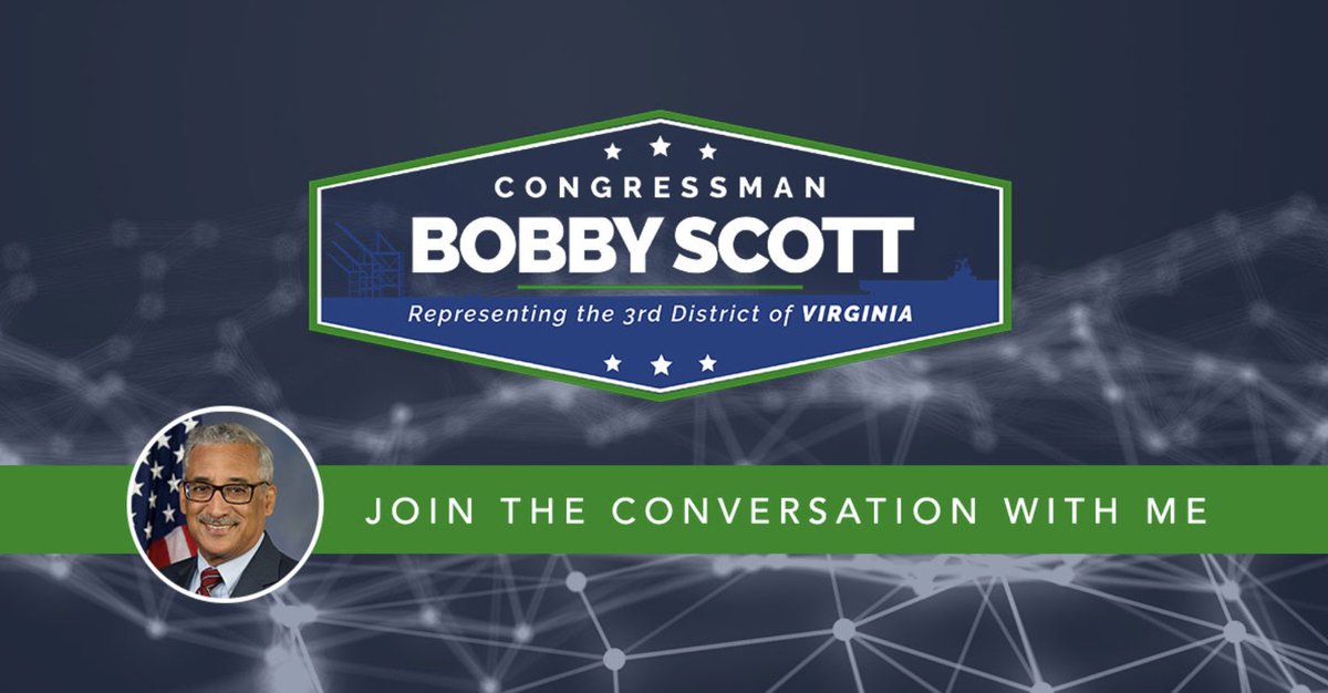 TELEPHONE TOWN HALL ➡️ Thursday, April 4th at 6:30pm. This is an an opportunity to learn and ask questions about the work we are doing in Congress. You can join by signing up at BobbyScott.house.gov/Live I hope you will join and I look forward to answering your questions.