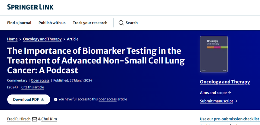 Check out our podcast on the importance of biomarker testing in the treatment of advanced NSCLC Collaborating with the one and only Dr. @fred_hirsch was a remarkable experience! bit.ly/3vtGAfU #LCSM