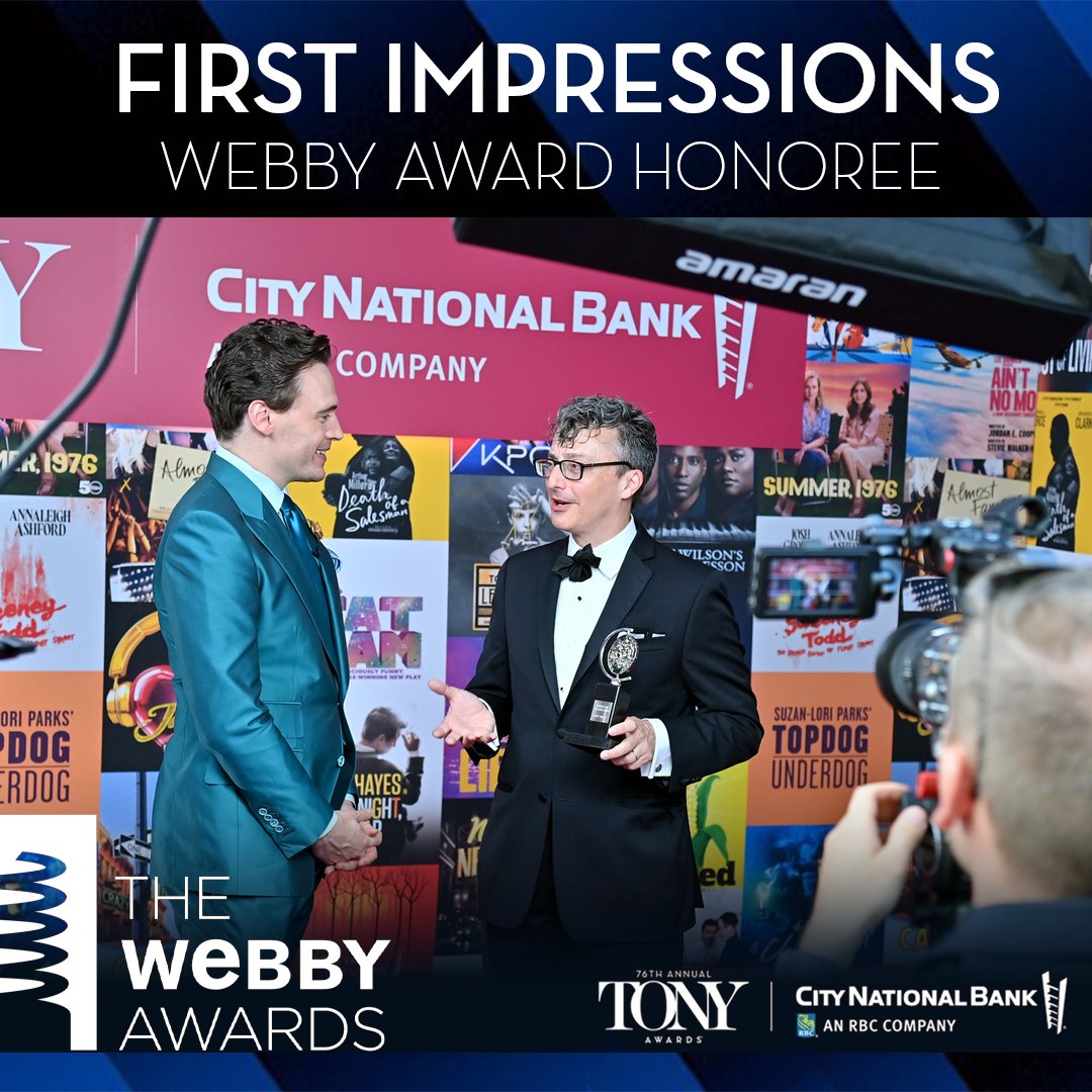 We're thrilled to announce that the 2023 #TonyAwards - First Impressions Cam Presented by @CityNational, hosted by @erichbergen, has been recognized as a Webby Award Honoree! 🎉