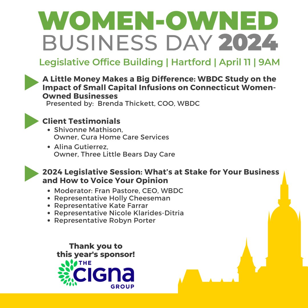 Join us for WBDC’s 10th Women-Owned Business Day in Hartford on 4/11. The entire morning will be packed full of exciting and insightful conversation that no woman entrepreneur in Connecticut will want to miss! For more information & to register go to ctwbdc.org/wobd24