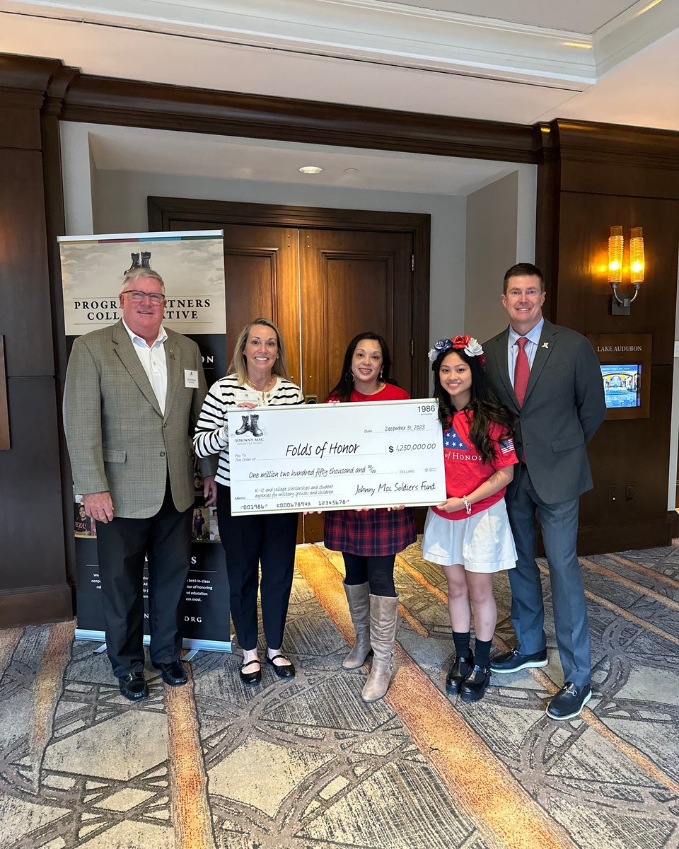 We extend heartfelt gratitude to our partners at Johnny Mac Soldiers Fund for their generous $1,250,000 grant dedicated to our deserving scholarship recipients. 🇺🇸♥️💙 Learn how you can stand with our nation's heroes and their families by visiting foh.org.