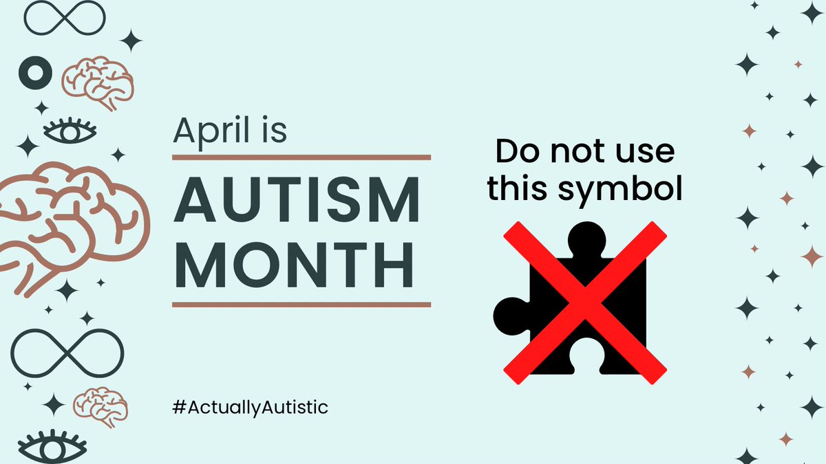 Here's your annual reminder to never use a puzzle piece to represent autism or autistics.

Not sure if your #WorldAutismDay post copy or visual is appropriate? Ask an autistic person. 

#AutismAcceptanceDay #AutismAwarenessDay #AutismAcceptanceMonth
