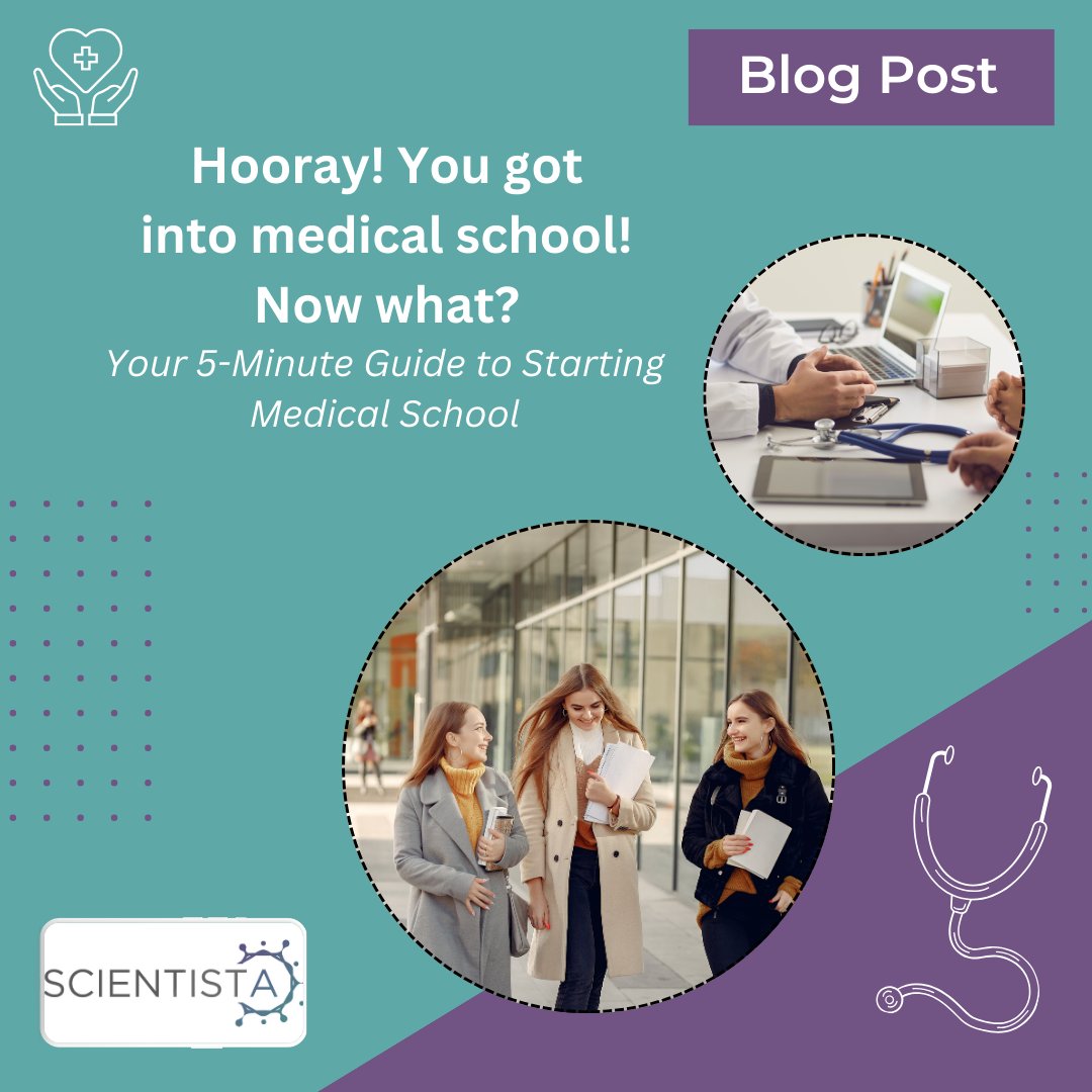 "Hooray! You got into medical school! Now what?
Your 5-Minute Guide to Starting Medical School" 
By Nektaria Riso

scientistafoundation.com/plan-your-educ… 

*

#WomenInSTEM #womeninscience #STEMeducation #blog #blogpost #medicalschool #tips #Scientistafoundation #scientista
