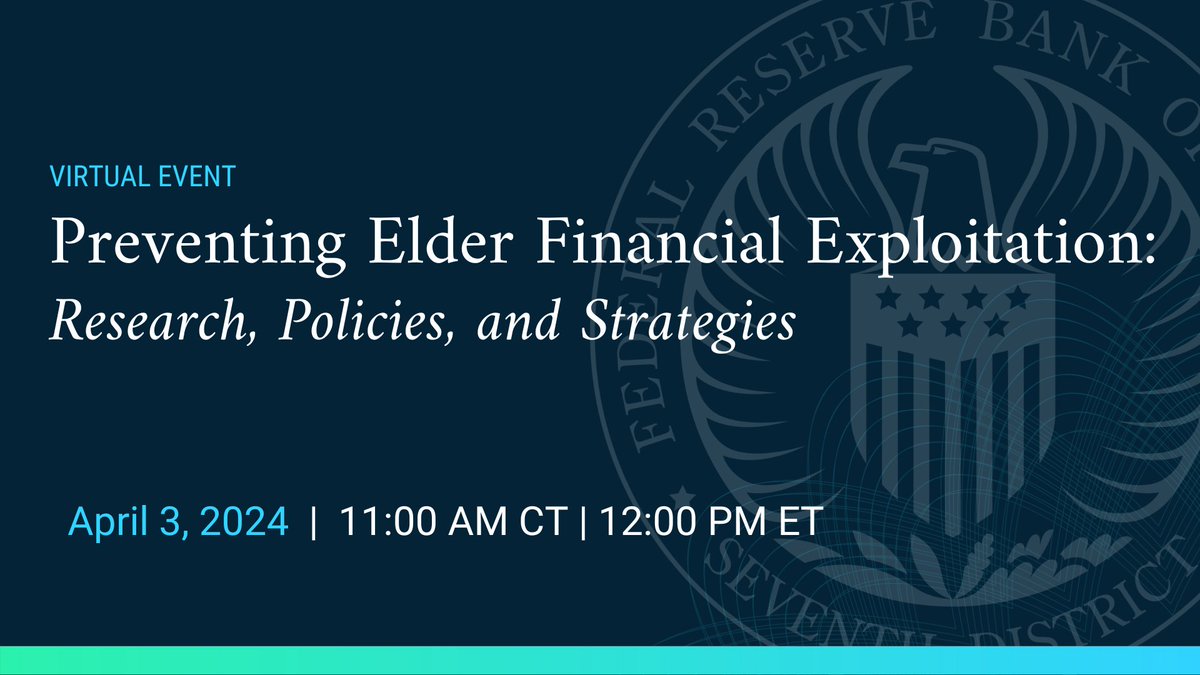 Join us for tomorrow’s virtual event on elder financial exploitation. Hear from experts about research, policy, and strategies related to the prevention of fraud, and tips for consumers to stay vigilant. bit.ly/43w9WGM