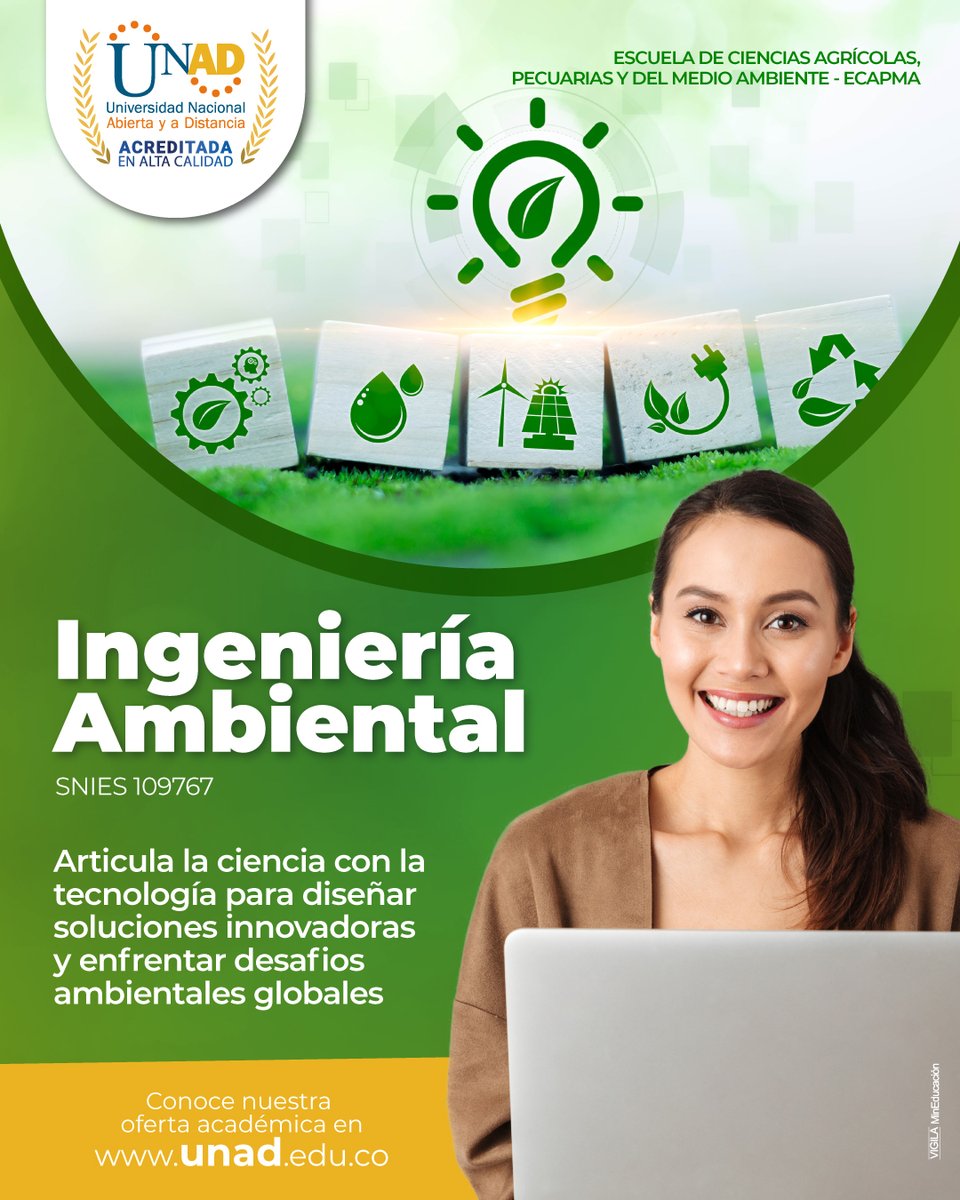 Iniciamos matrículas 📚 en nuestro nuevo programa profesional de INGENIERÍA AMBIENTAL 🏞️🍀🌎
estudios.unad.edu.co/ingenieria-amb…