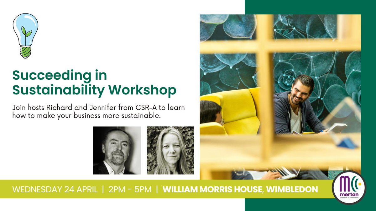 Join us to create strategies for #sustainability and a roadmap for achieving them! Let your business stand out as a purpose led, sustainable business and attract like-minded talented employees who want to make a difference. Book your ticket today! mertonchamber.co.uk/event/succeedi…
