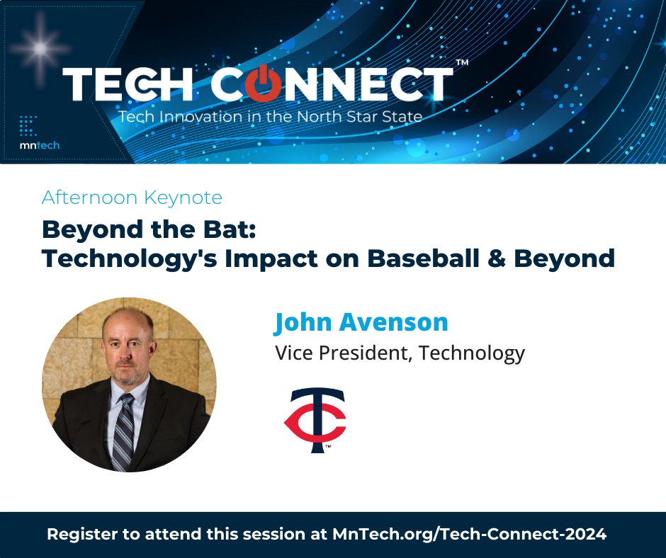 mntechassoc's tweet image. Baseball is well over a century old, but the @Twins &amp;amp; the MLB are utilizing cutting edge technology. 

Our afternoon keynote at #TechConnect2024 will feature the Twins&apos; VP of Technology sharing how the ball club leverages new tech to improve the game: mntech.org/tech-connect-2…