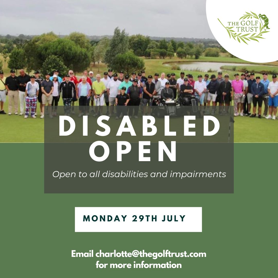 The Golf Trust Disabled Open is back for 2024 at The Shire London. We love bringing together people through golf and championing disabled golf.
Book your space by emailing charlotte@thegolftrust.com