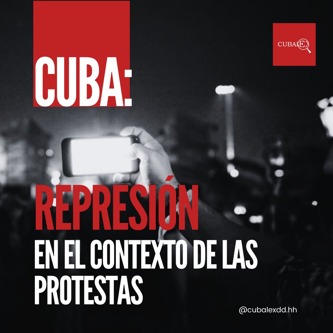 1/ En el contexto de las #protestas ocurridas en el mes de marzo en #Cuba, hemos registrado incidentes de represión contra ciudadanos y activistas por sus publicaciones en redes sociales, lo que constituye una violación del derecho a la libre expresión. Abrimos 🧵con datos