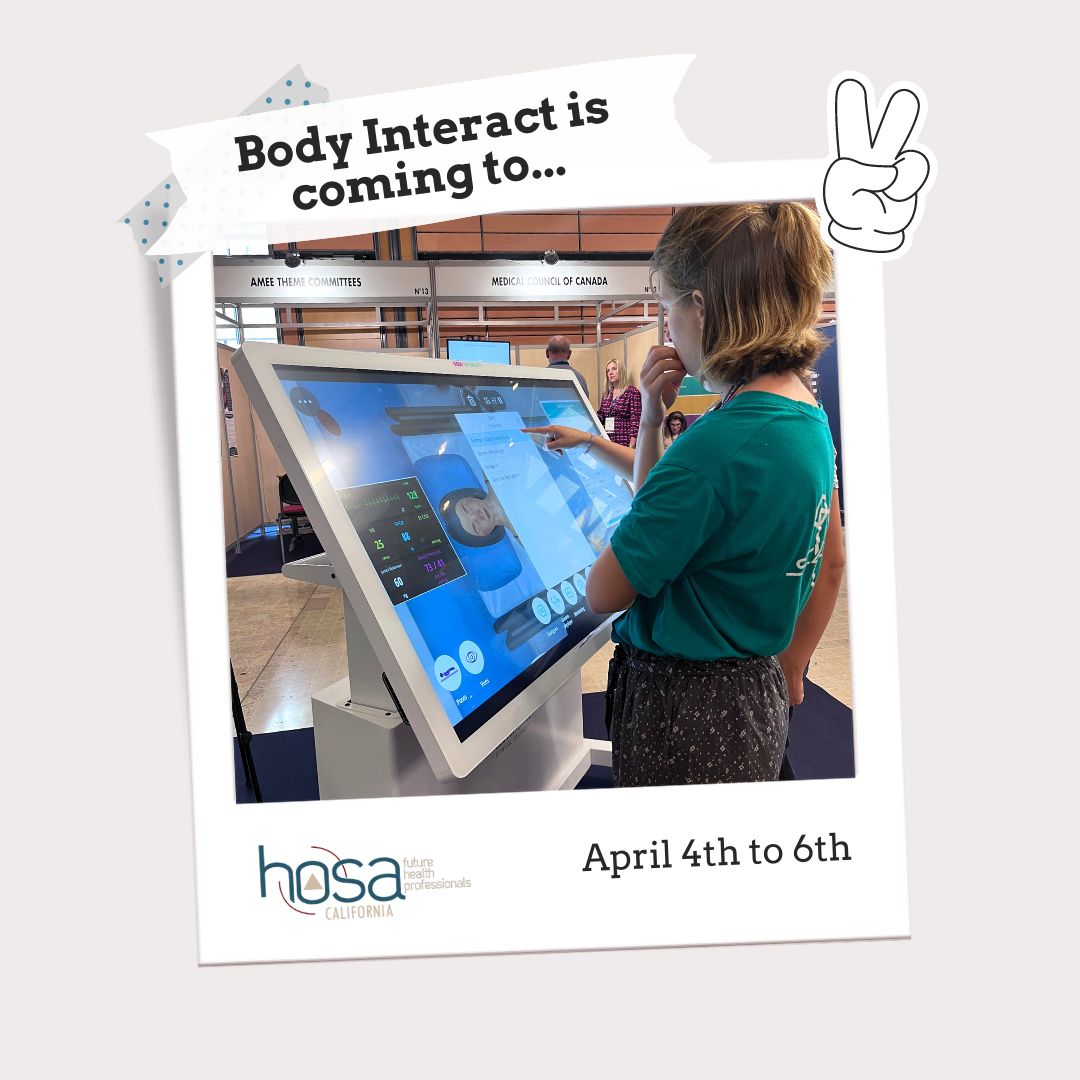 🌟 #Body Interact is thrilled to announce our participation in the California HOSA SLC. Join us for 🎉 an immersive learning experience with the #VirtualPatientSimulator. Get ready to explore the world of #HighScience while having fun! #calhosa #CTEPrograms #HealthcareEducation