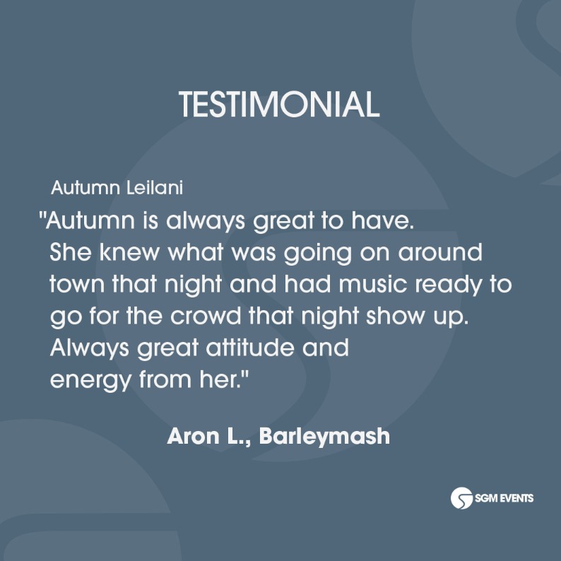 'Autumn is always great to have. She knew what was going on... had music ready to go for the crowd. Always great attitude and energy from her.' Aron L., Barleymash Elevate your celebration with the perfect soundtrack. 🎵 Contact us - sgmevents.com/contact/ #SGMEvents