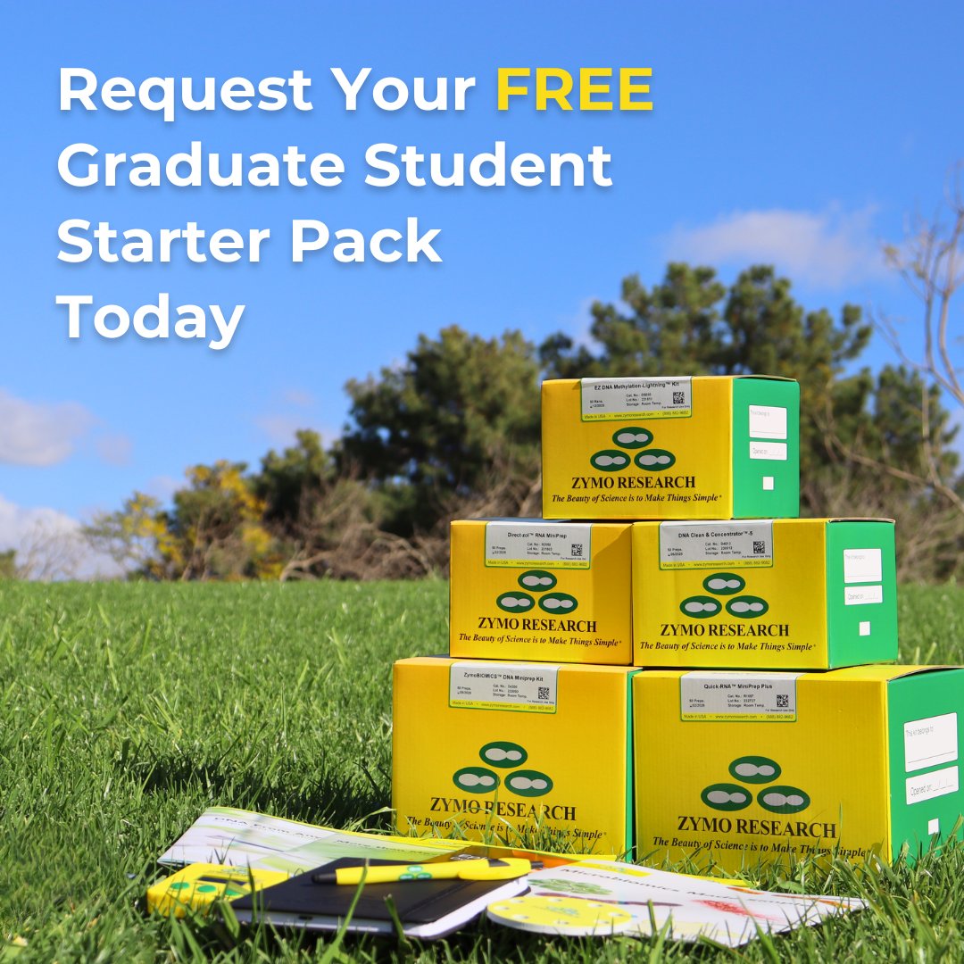 Calling all grad students 📢 We're excited to introduce our NEW Graduate Student Starter Pack! This exclusive pack is tailored to your research, featuring a complimentary kit of your choice: DNA, RNA, Epigenetics, or Microbiomics. Sign up today: zymoresearch.com/pages/graduate…