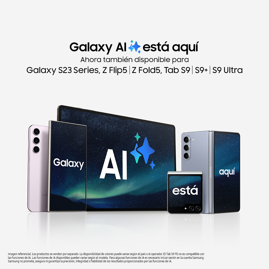 Sé protagonista de la innovación con Galaxy AI, inteligencia artificial integrada en tus Galaxy Z Fold5 | Z Flip5, Serie S23 y también en la serie Galaxy Tab S9 ✨. Galaxy AI está aquí y lleva el rendimiento a nuevas alturas.