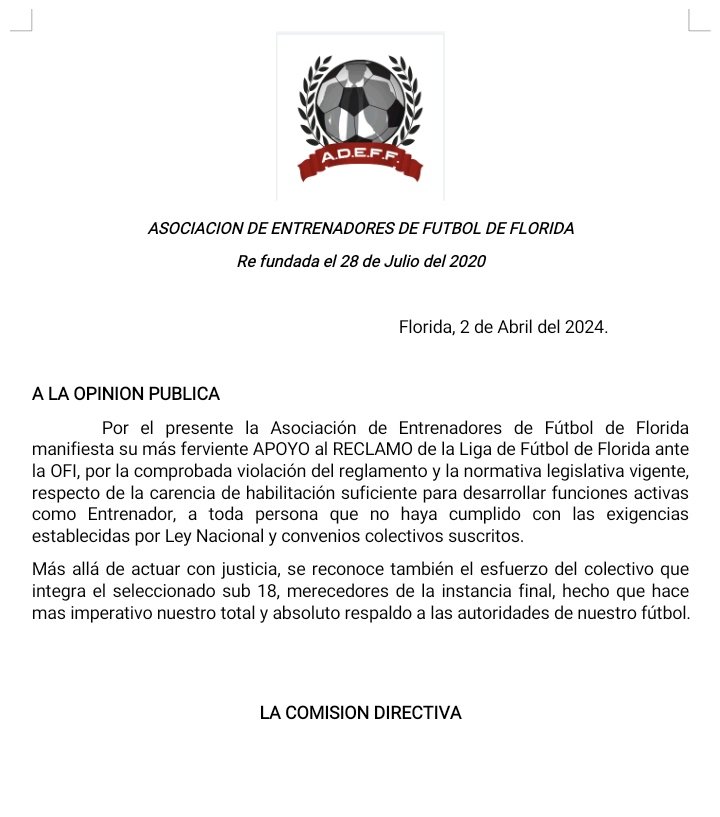 A.D.E.F.F. Refundada el 28 de Julio del 2020. tweet media