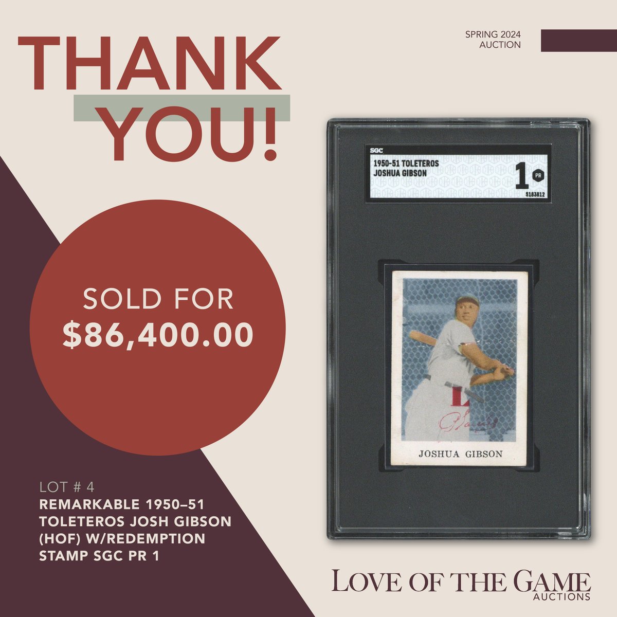 Consignor &amp; Bidder Appreciation Post: Thanks to everyone who participated in our Spring auction. It's truly a privilege to be part of the same hobby as you. Stay tuned for more info about upcoming consignment trips for our Summer auction! #thehobby #LOTGAuctions