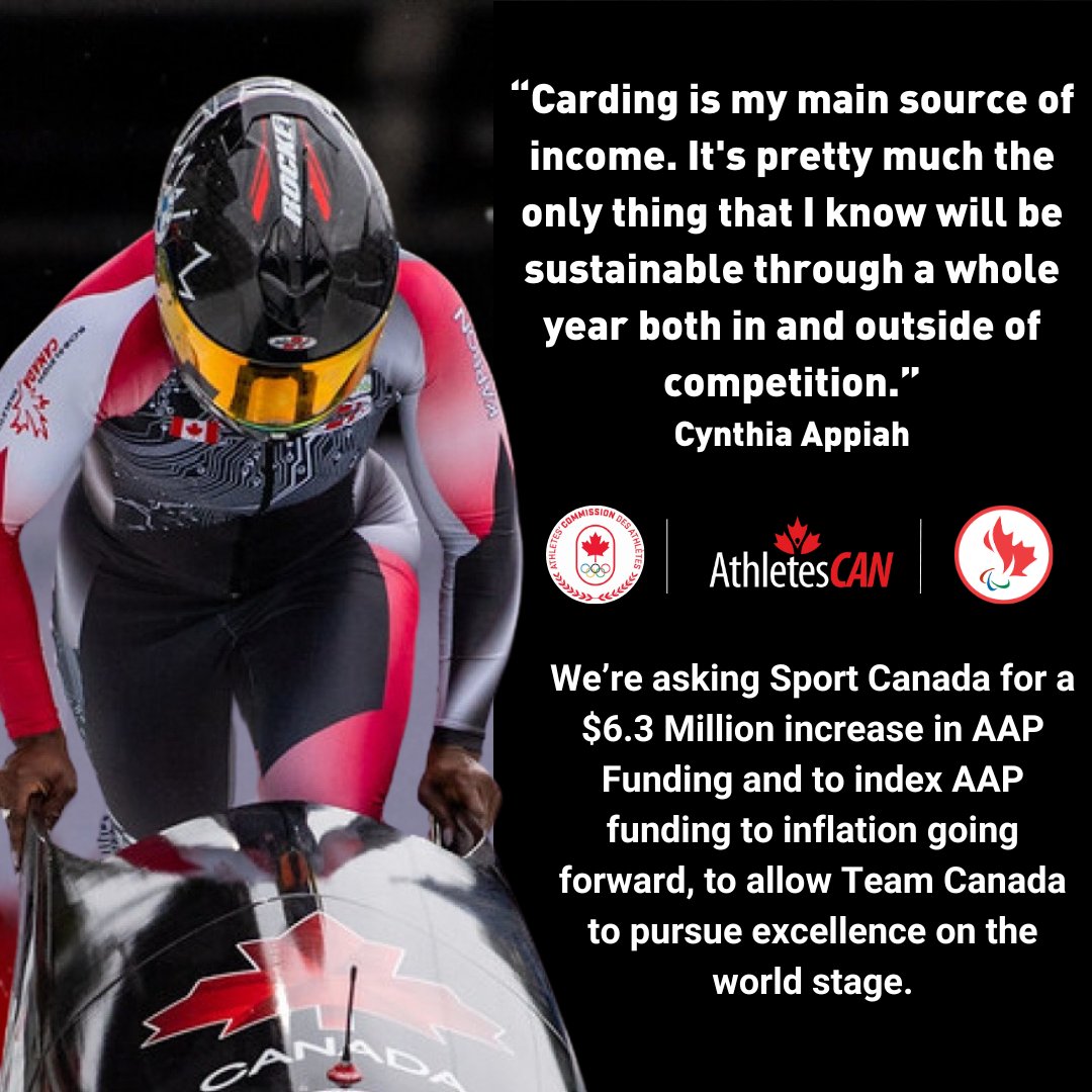 As amateur athletes, Team Canada’s athletes rely on direct funding from AAP to pursue excellence. Learn more about why we're asking for an increase in AAP funding in #Budget2024 at athletescan.ca/athlete-assist…