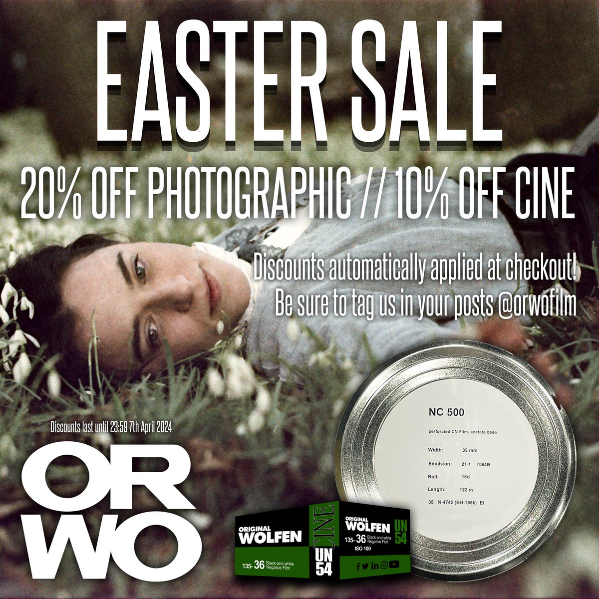 GO GO GO! Grab your Easter Discounts now while you can! 
All discounts are automatically applied at the checkout. 
🎞️🎉

#easter #orwofilm #35mm #16mm #cine #photographic