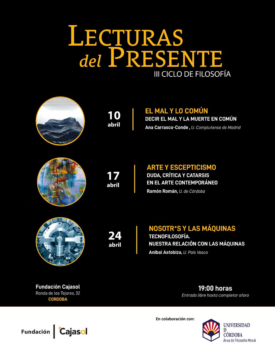 La semana que viene comenzamos nuestro ciclo anual en Cajasol. Están invitad*s.