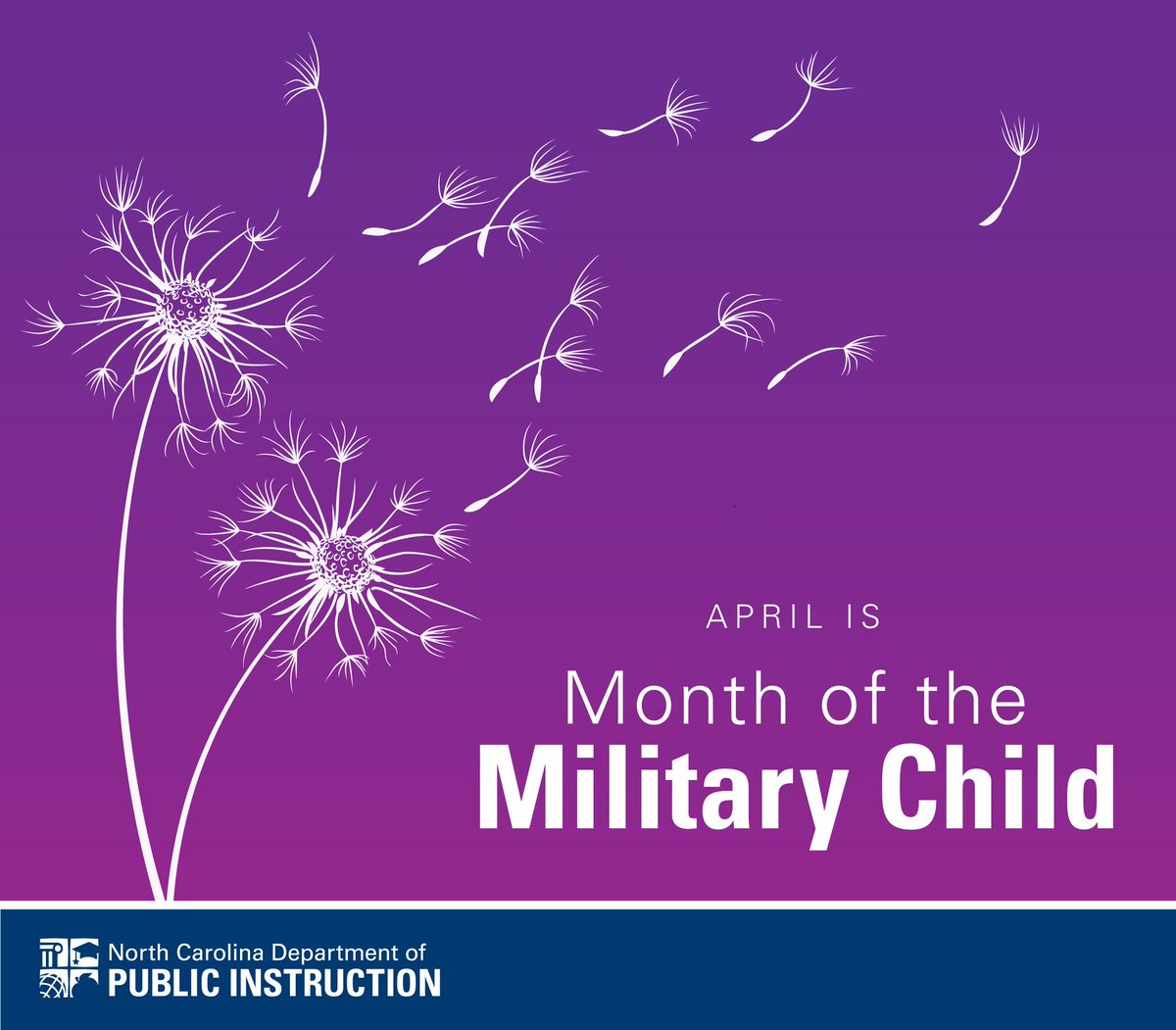 April is Month of the Military Child! Show support for over 110,000 military-connected kids in NC by wearing purple on Purple Up Day, a color that represents all branches of the military. Check with your school or district to see which date has been designated as Purple Up Day.