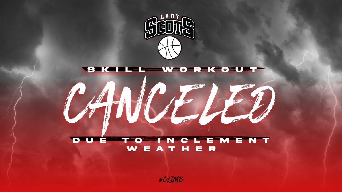 The scheduled skill workout today has been canceled due to anticipated inclimate weather. Please be safe this evening.