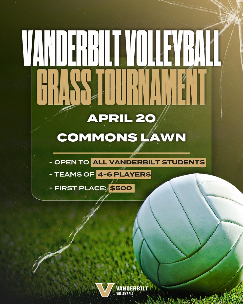 Fun, friends, prizes, and volleyball! 🏐 Join us for our first-ever grass tournament open to Vandy students. Limited number of team spots, register your team today before it's too late! Sign up here: shorturl.at/jBCMP