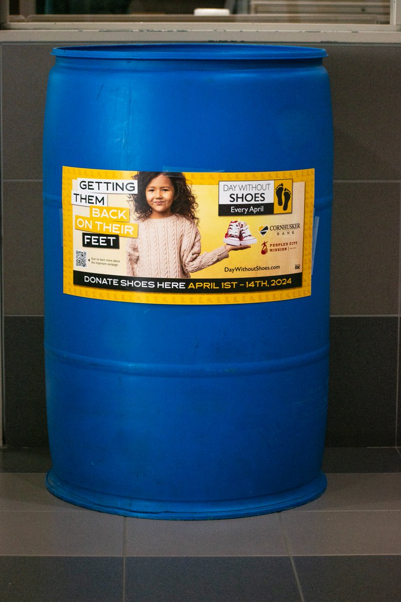 This morning, Commissioner Matt Schulte contributed to our 'Day Without Shoes' barrel by donating two pairs of shoes. 

The receptacle, located in the City-County Building, 555 South 10th Street, will be accepting new and used shoe donations until April 12th.
