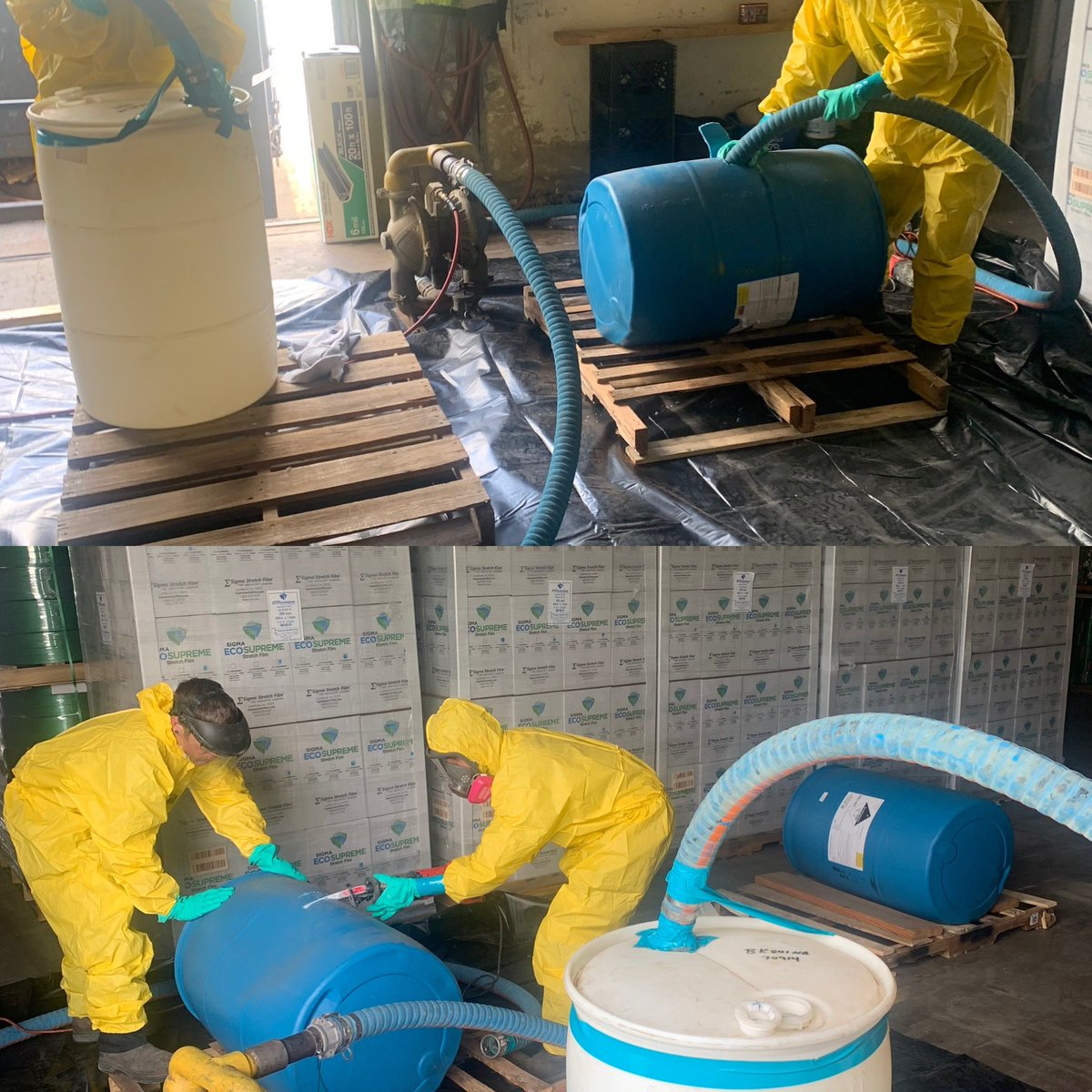 CGEnvironmental's tweet image. DFW crew assisting a customer today with transferring product from a punctured drum to a new drum. Call me and let’s see how CG can help you too. 
Jeff Cochran
682-249-9414
Jeff.cochran@cleaningguys.com