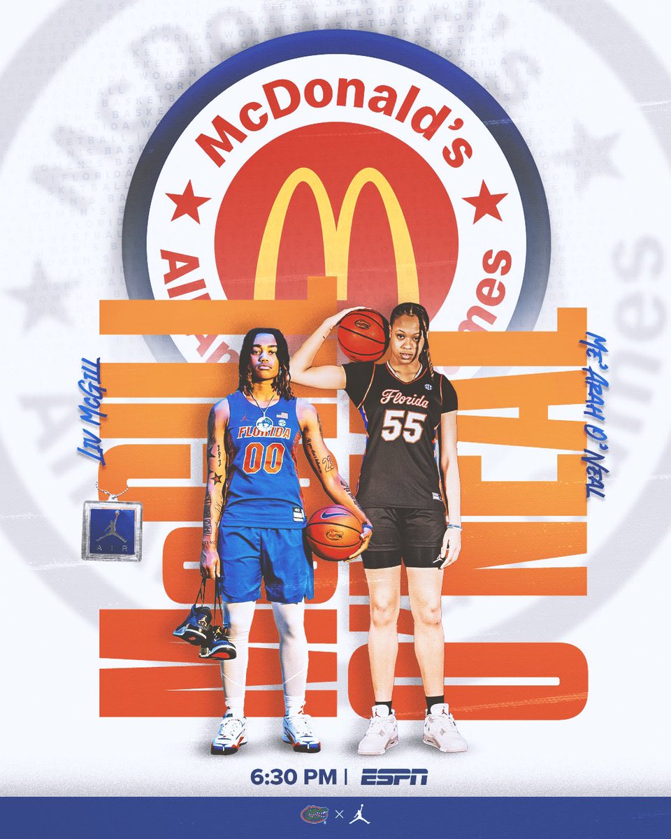 McDonald’s All American Game 🔜 Catch our future Gators in action tonight! @mcgiaiviA1 x @MeArahONeall