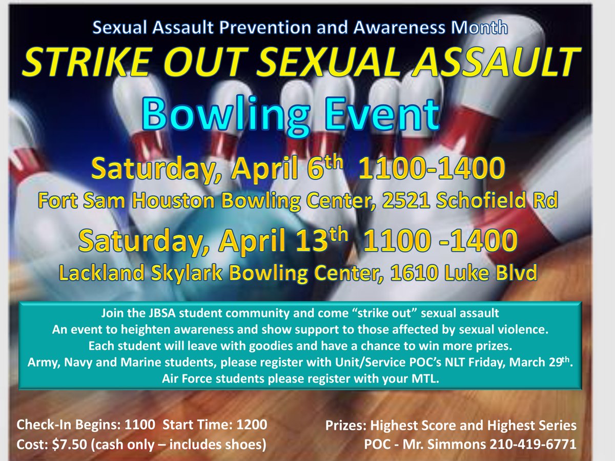 🎳 Join us as we 'Strike Out Sexual Assault' at our upcoming bowling event! 🎳 📍 Two locations available! Check out the flyer for details. Have a blast while supporting a crucial cause- See you there! #SAAPM