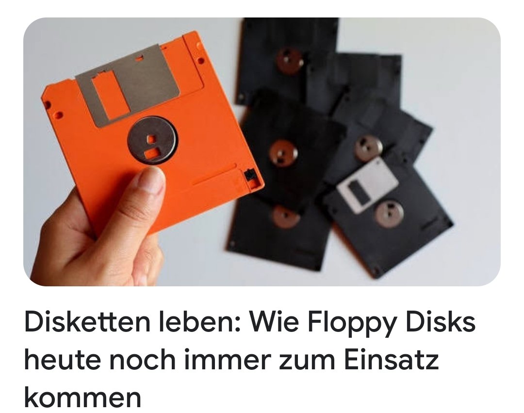 'Disketten leben: Wie Floppy Disks heute noch immer zum Einsatz kommen'

☝️ Ich möchte lösen:
Alte Messtechnik im Unilabor!

t3n.de/magazin/floppy…