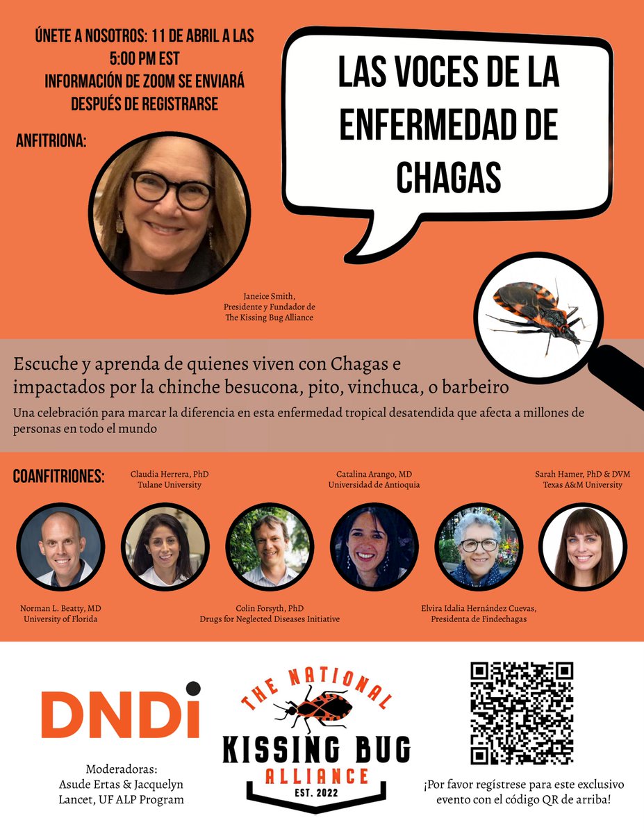 'Las Voces De La Enfermedad de Chagas' will be in English, Spanish and Portuguese with translation. Register today! #Chagas #ChagasDisease #kissingbug We are looking forward to hearing your story tackling #Chagas #WorldChagasDay #BeatNTDs Let us all become #ChagasChampion