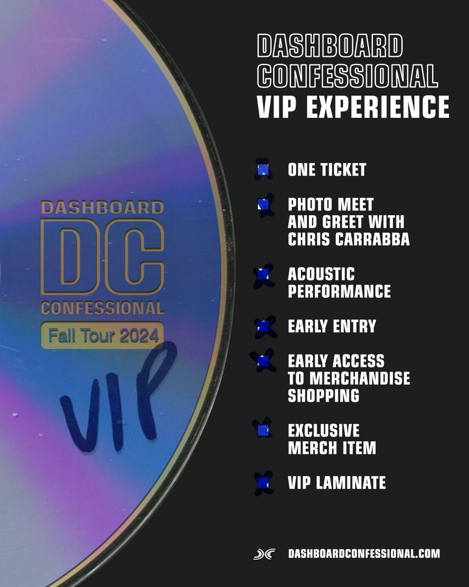 Limited VIP available now at dashboardconfessional.com/#live